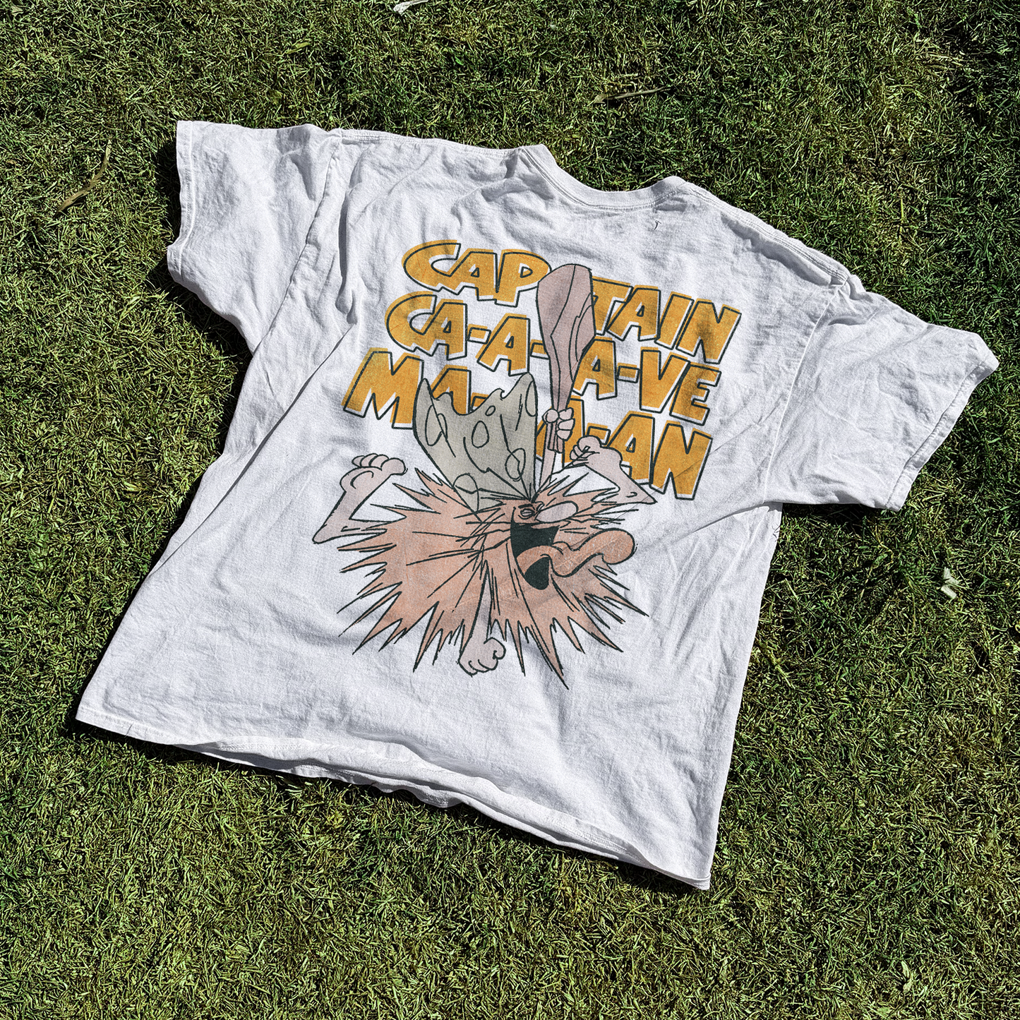 Captain Caveman 'Unga Bunga' Vintage Washed White Tee