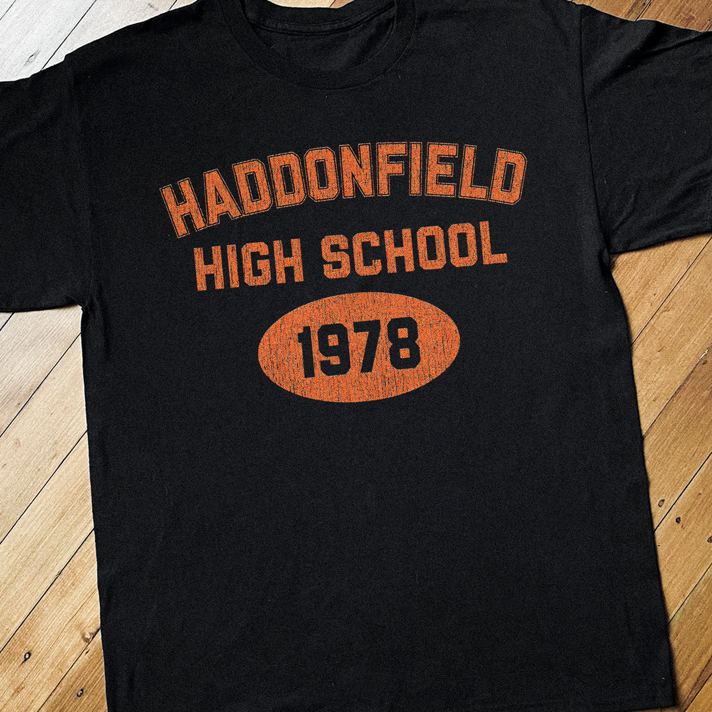 90'S HADDONFIELD HIGH SCHOOL HALLOWEEN BLACK T-SHIRT