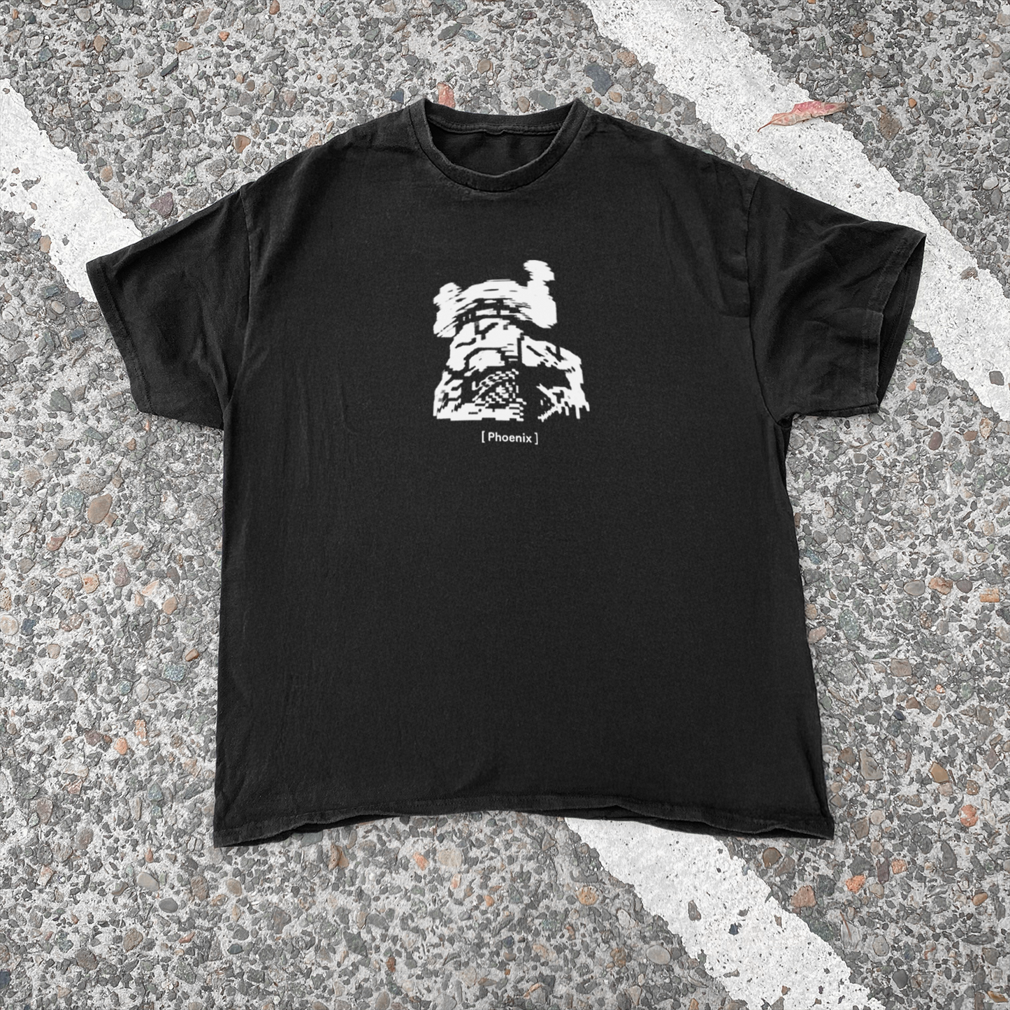 Pheonix 'Flat Man' Vintage Washed Black Tee