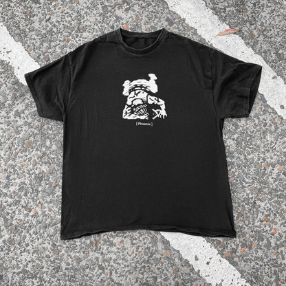 Pheonix 'Flat Man' Vintage Washed Black Tee
