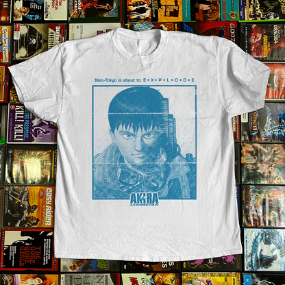 Akira Blue 'Neo Tokyo' White Vintage Washed Tee