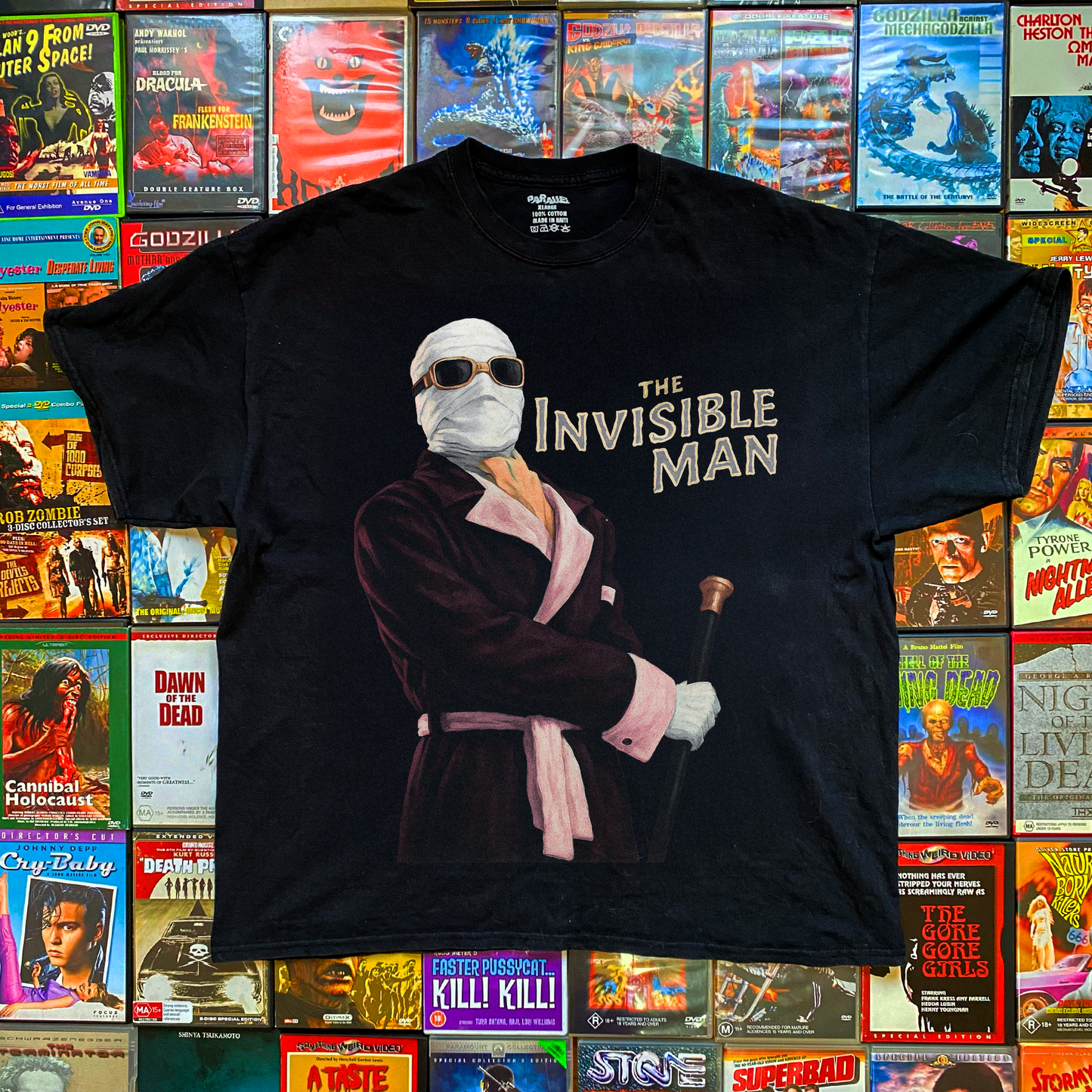 'THE INVISIBLE MAN' VINTAGE WASHED BLACK T-SHIRT
