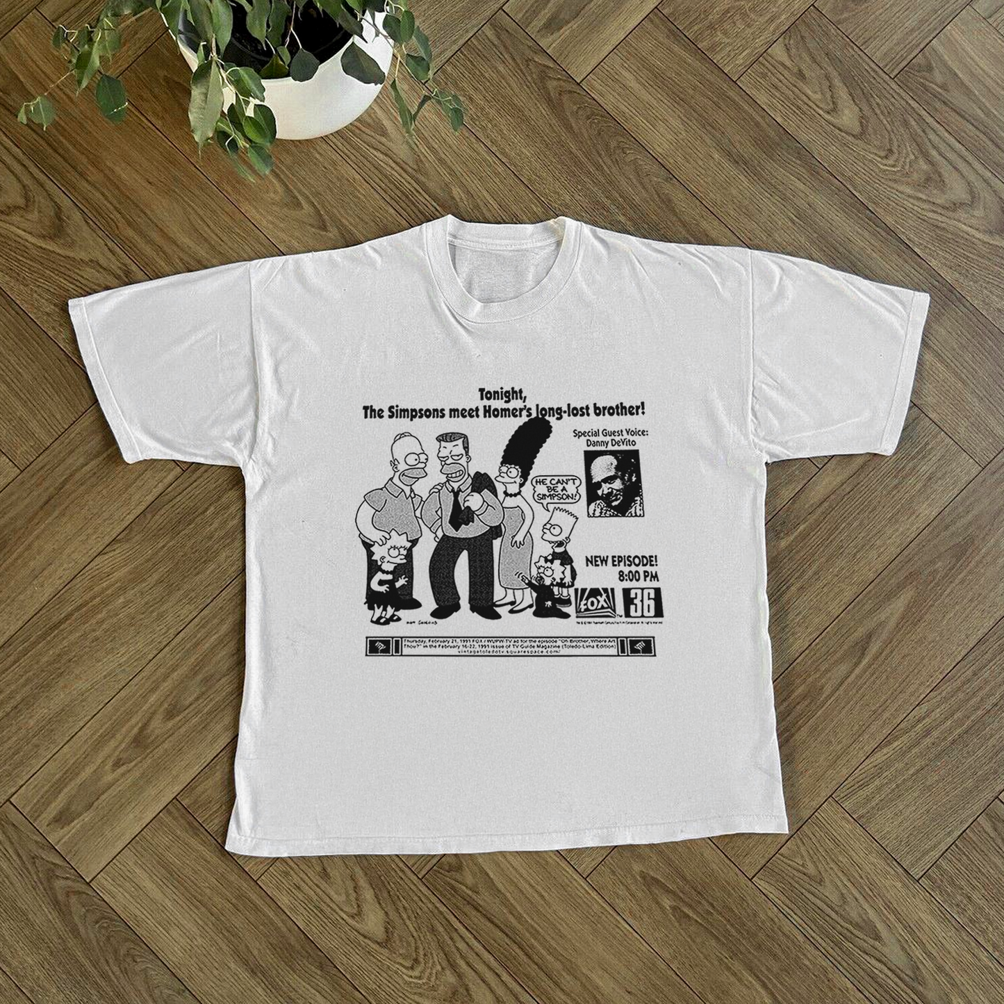 1991 Simpsons 'Homer's Brother' TV Promo Tee Vintage Washed White
