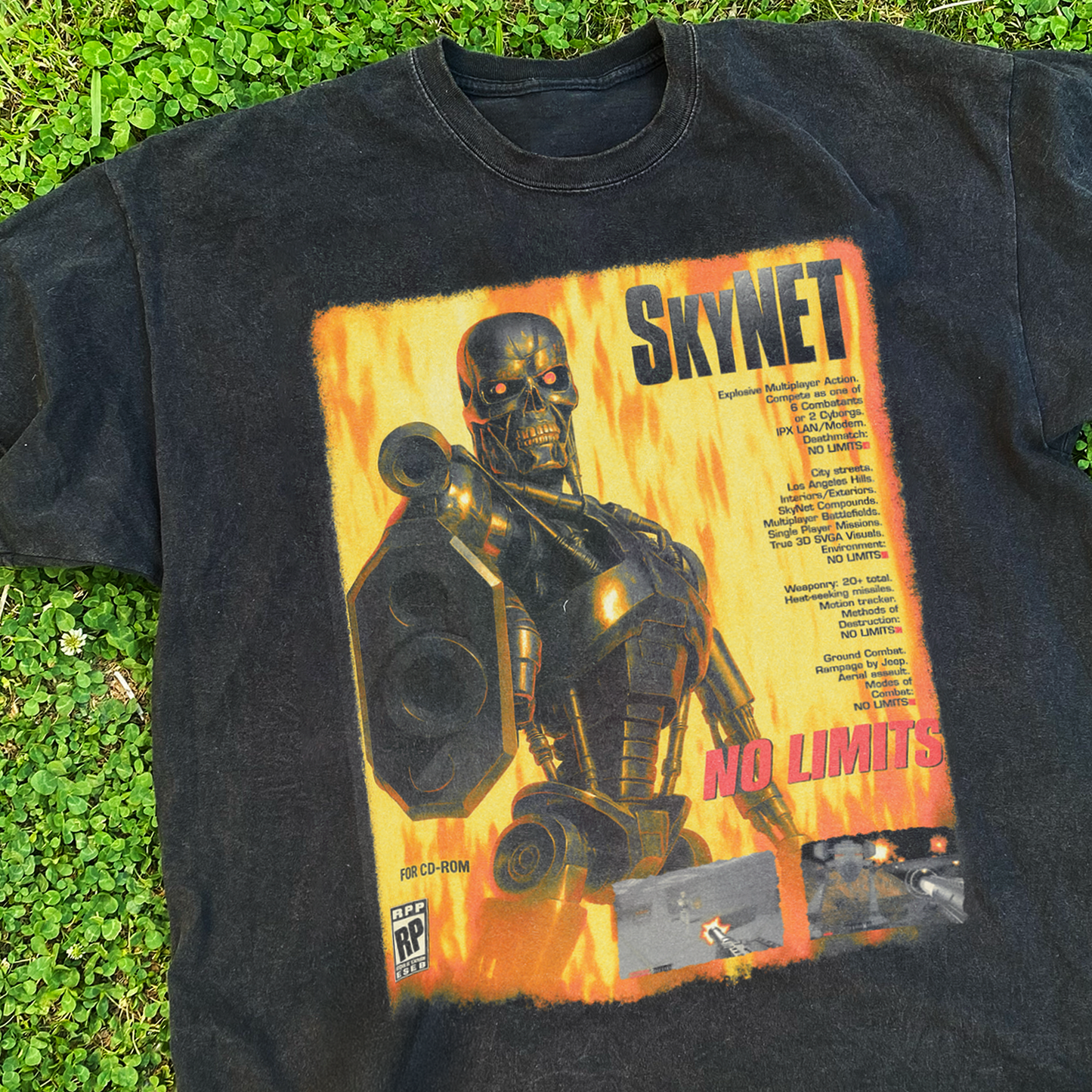 BETHESDA 'SKYNET' 1996 HEAVY FADED BLACK T-SHIRT
