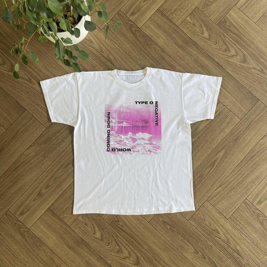 TYPE O NEGATIVE 'WORLD COMING DOWN' VINTAGE WASHED WHITE TEE