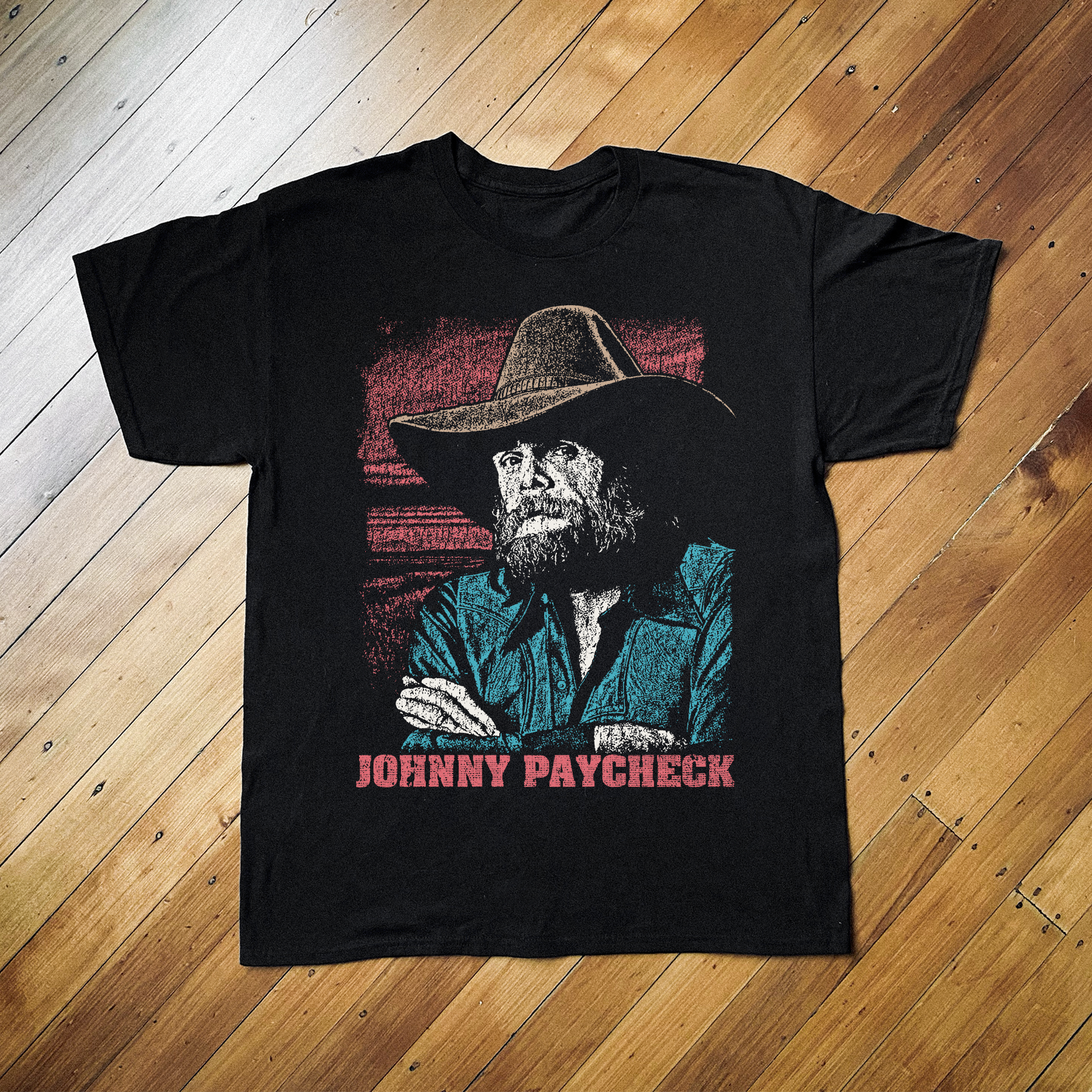 JOHNNY PAYCHECK WASHED BLACK T-SHIRT