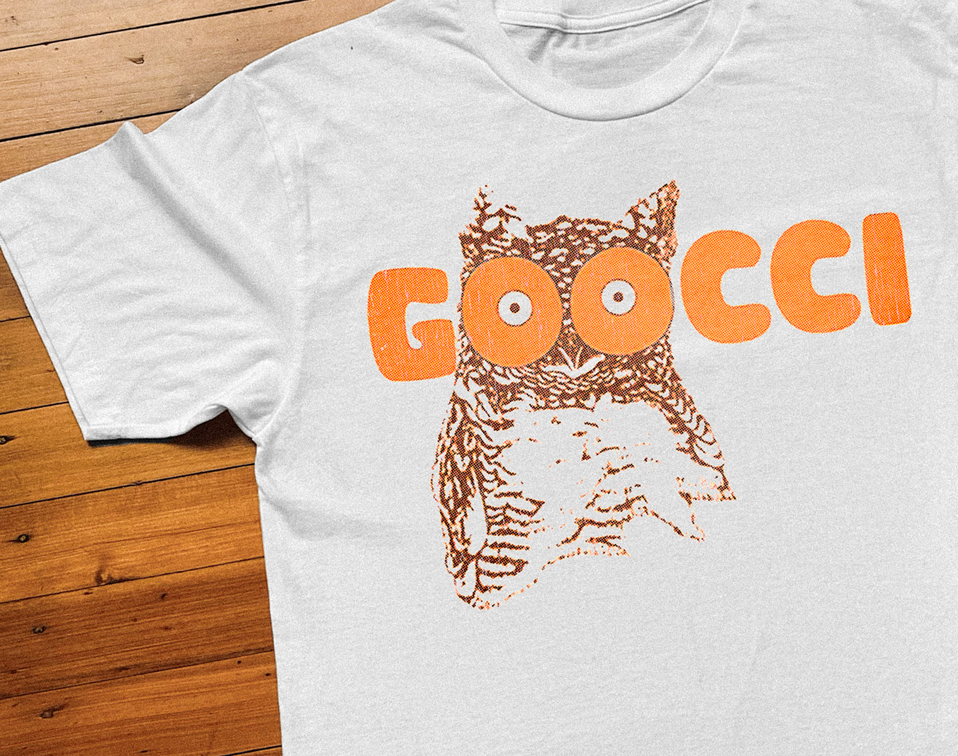 OWL DESIGNER VINTAGE WHITE T-SHIRT