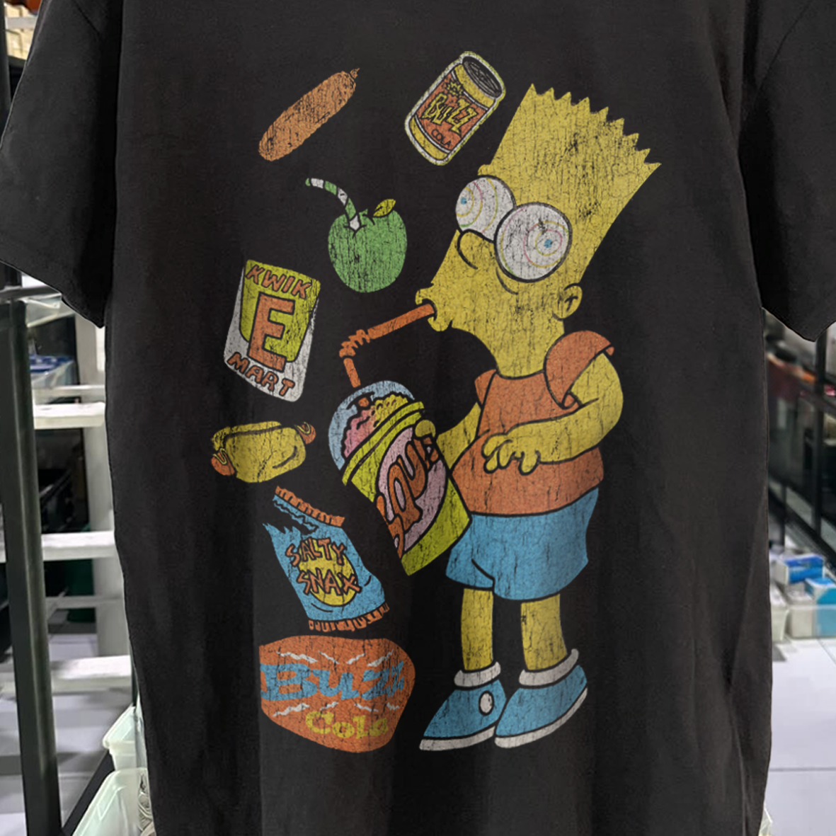BART BRAIN FREEZE RARE WASHED BLACK T-SHIRT
