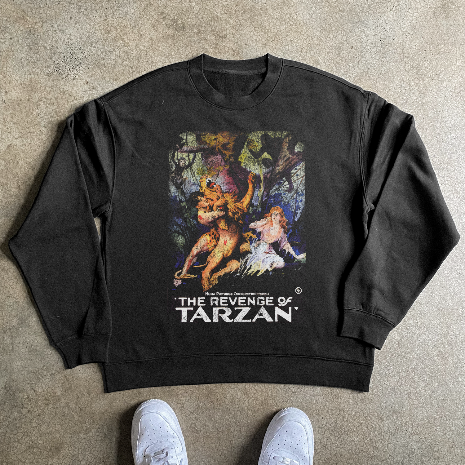 'REVENGE OF TARZAN' BLACK CREWNECK SWEATER