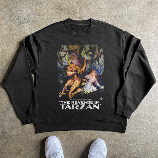 'REVENGE OF TARZAN' BLACK CREWNECK SWEATER