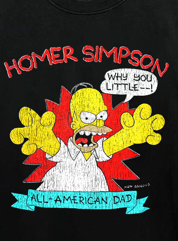 1990 Homer Simpson Vintage Black T-Shirt