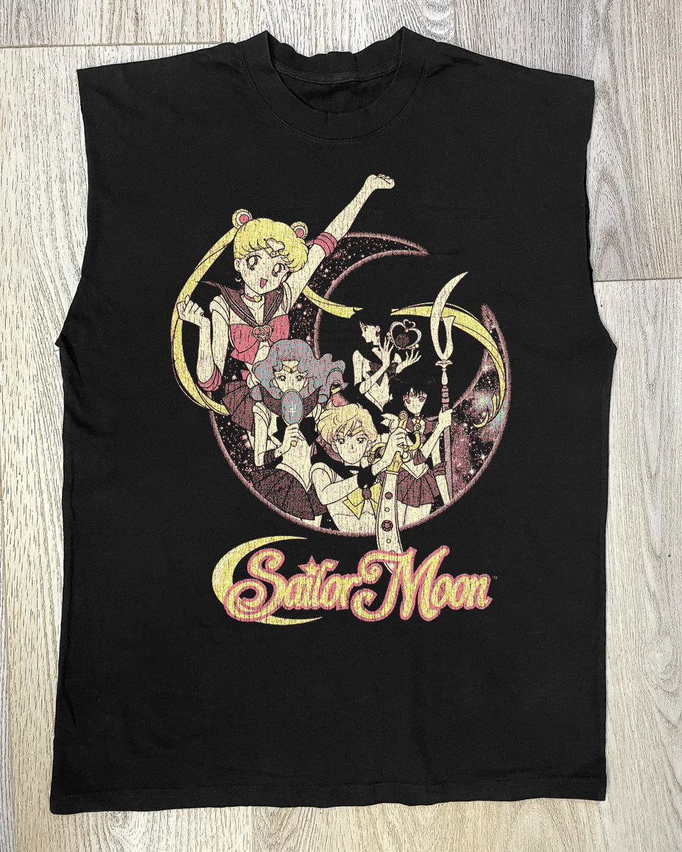 SVILOR MOON CUT-OFF VINTAGE BLACK SHIRT