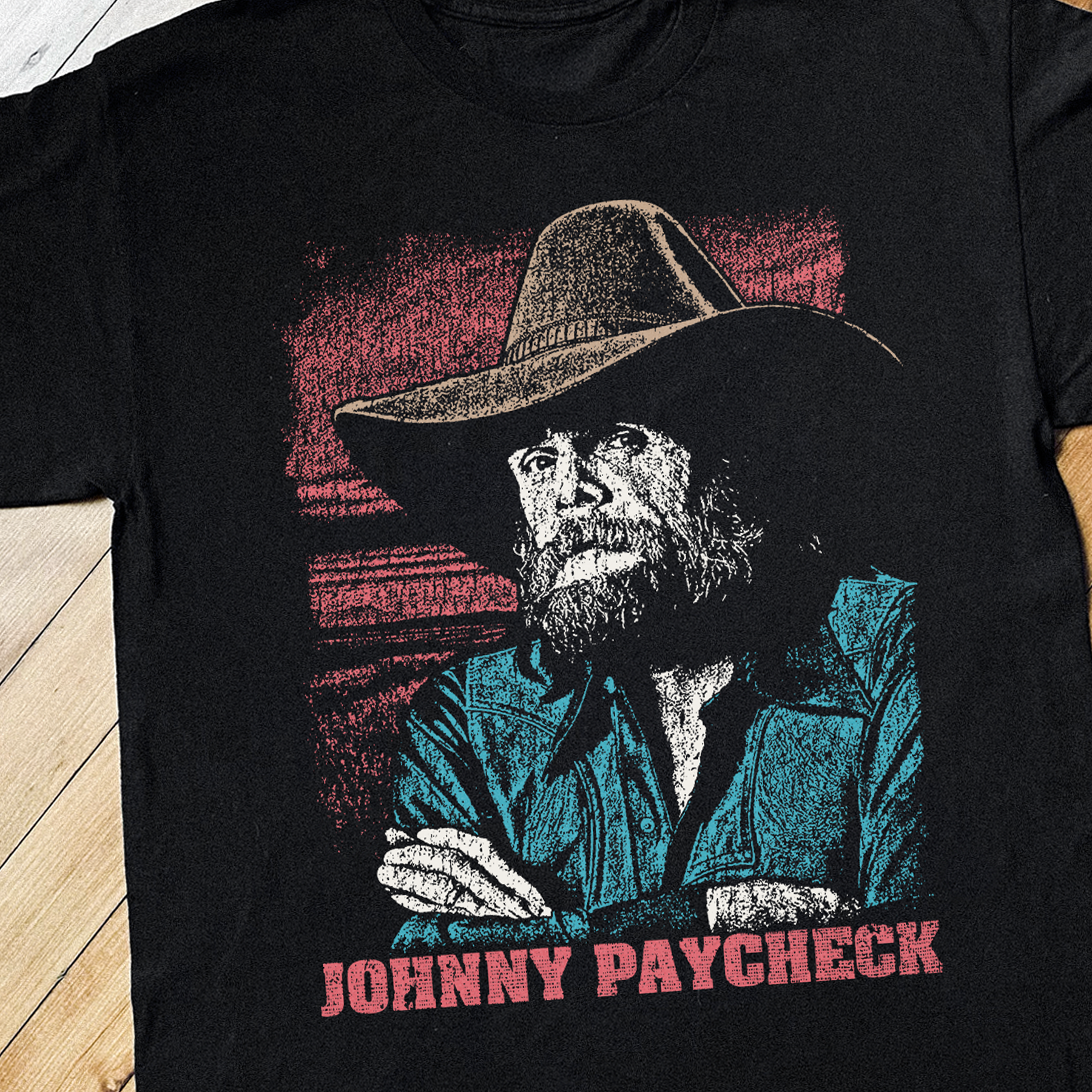 JOHNNY PAYCHECK WASHED BLACK T-SHIRT