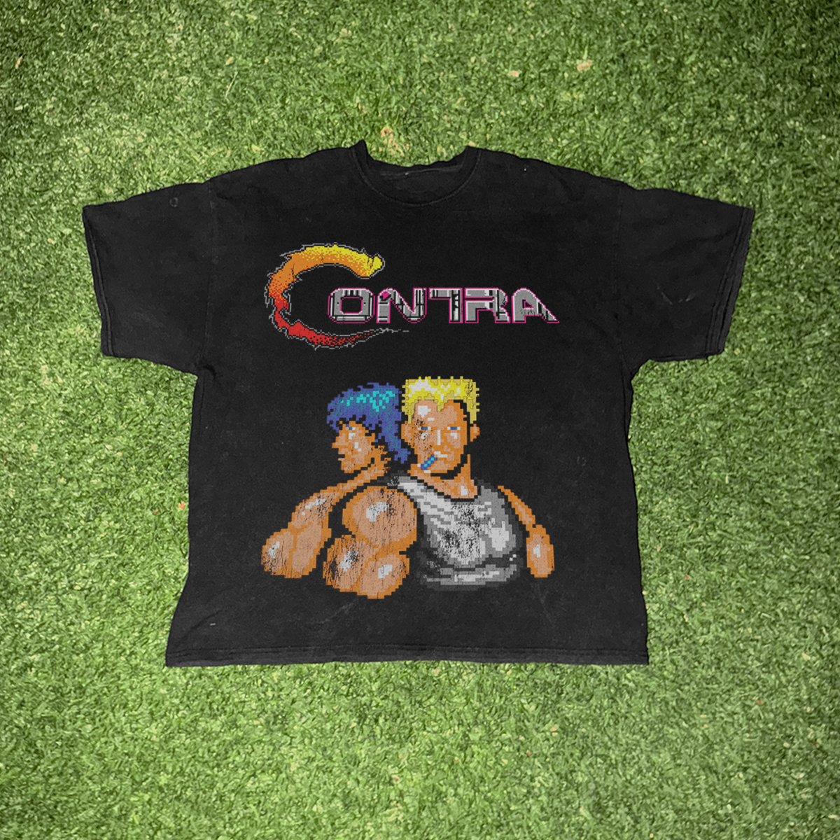 NES 'Contra' Title Tee Vintage Black Tee