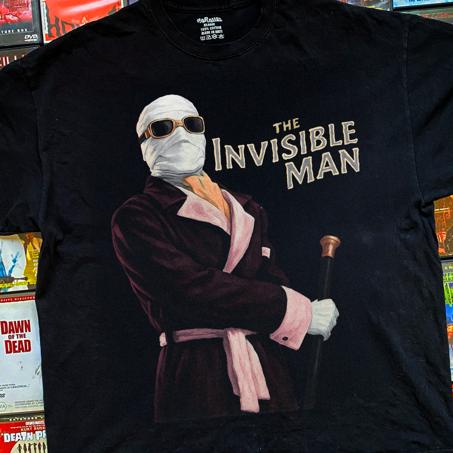 'THE INVISIBLE MAN' VINTAGE WASHED BLACK T-SHIRT
