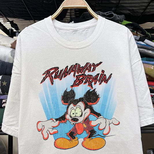 RUNAWAY BRAIN VINTAGE WHITE T-SHIRT