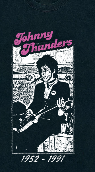 Super Rare Johnny Thunders Tribute Vintage Black T-Shirt