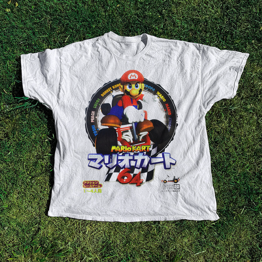 Japanese 90s 'MarioKart 64' Vintage Washed White Tee