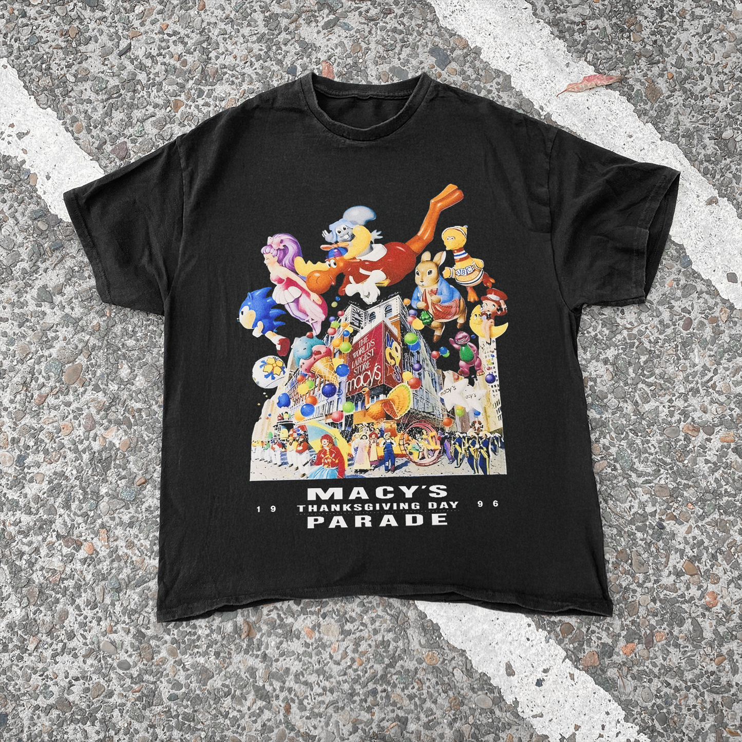 96' 'THANKGSGIVING PARADE' VINTAGE WASHED BLACK TEE