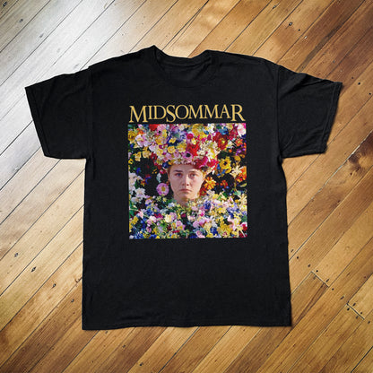 MIDSOMAR - MAY QUEEN FLOWER  BLACK TEE