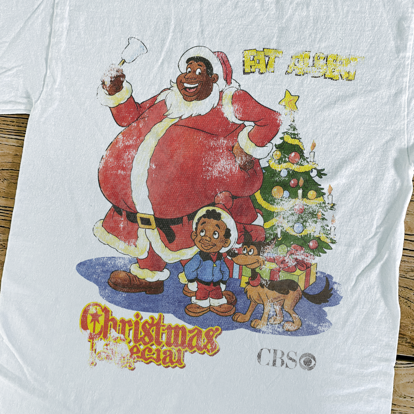 70s 'Fat Albert' Christmas Special Retro Graphic Washed White Tee
