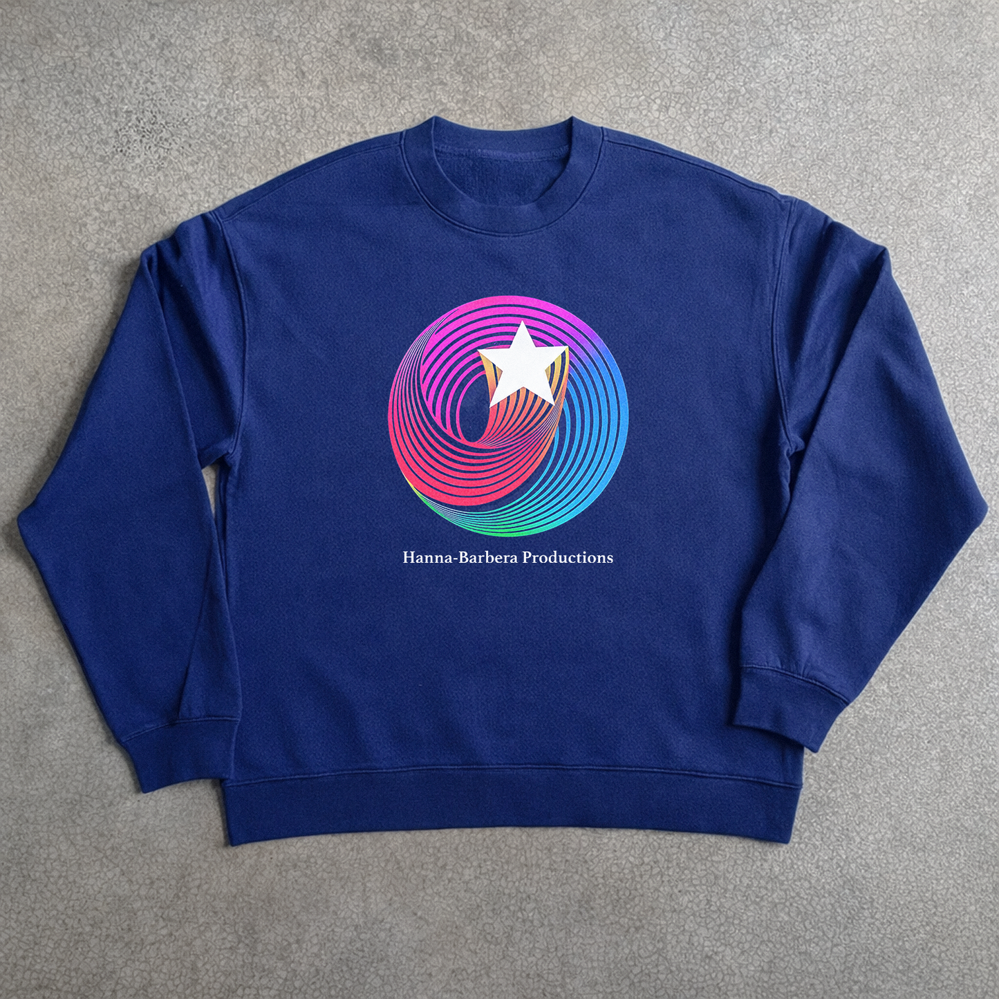 Retro 70S 'Hanna Barbera' Television Logo Navy Crewneck