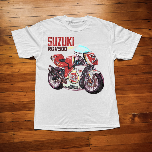 SUZUKI RGV 500 VINTAGE WHITE T-SHIRT