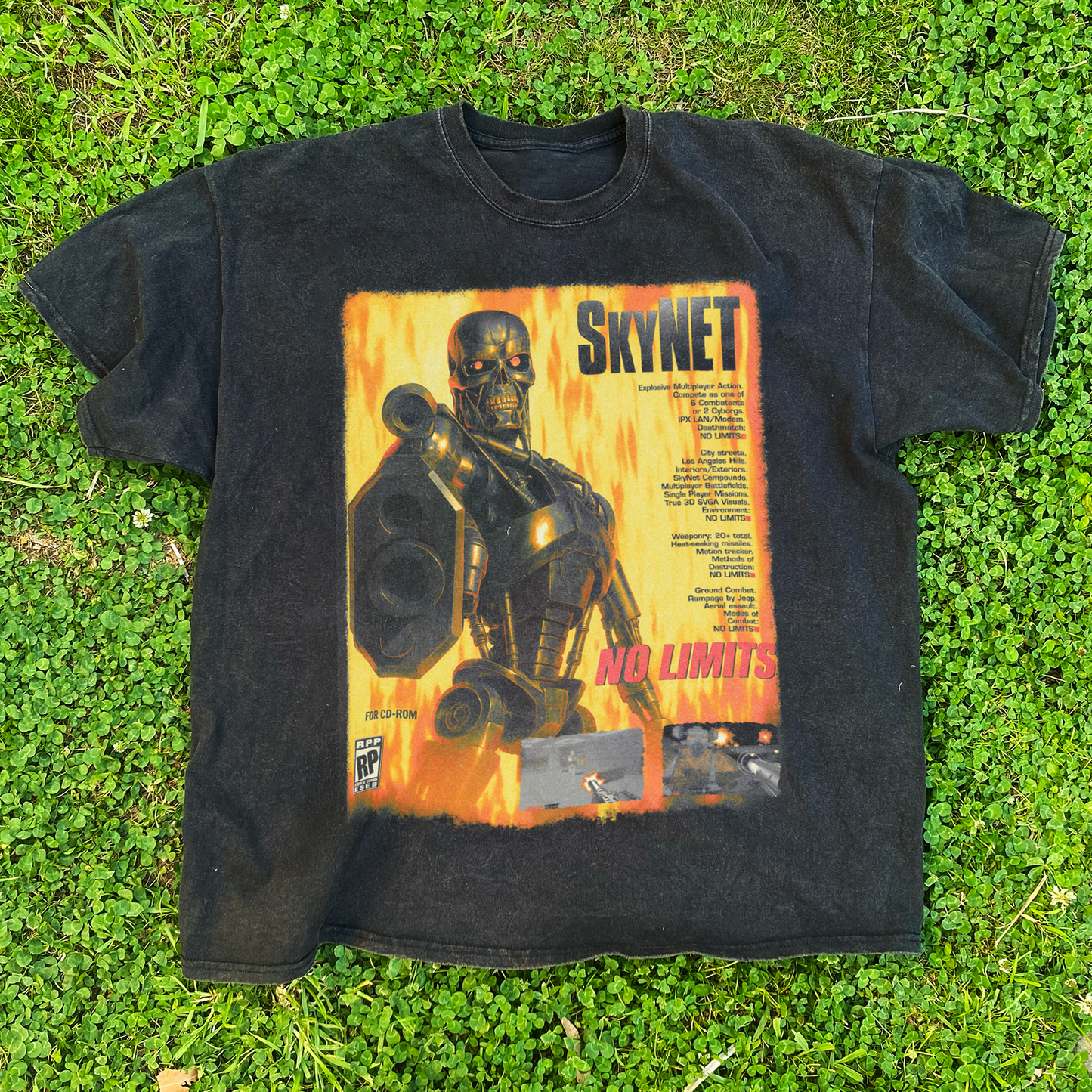 BETHESDA 'SKYNET' 1996 HEAVY FADED BLACK T-SHIRT
