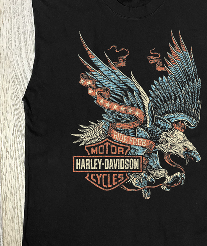 HARLEY RIDE FREE BLACK CUT-OFF SHIRT