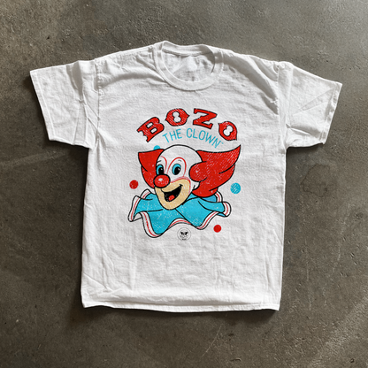 RETRO 'BOZO THE CLOWN' WASHED WHITE T-SHIRT