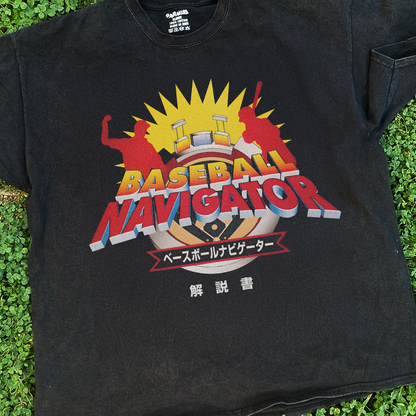 WASH 'BASEBALL NAVIGATOR' VINTAGE BLACK JAPANESE TEE