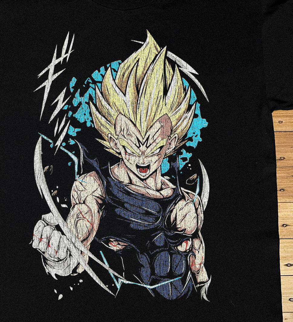 DRAGON BALL Z VINTAGE MAJIN VEGETA BLACK T-SHIRT