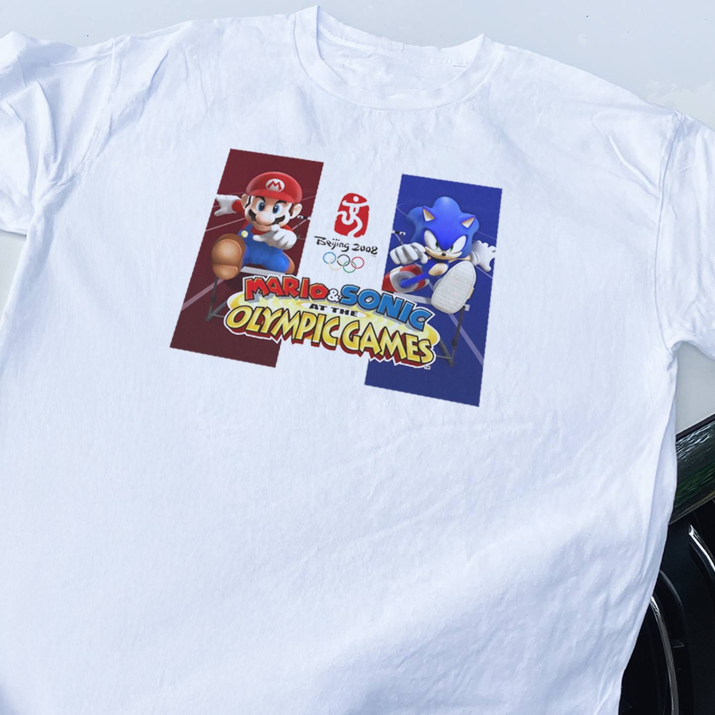 2008 'Mario & Sonic' Beijing Olympics Vintage Washed White Tee