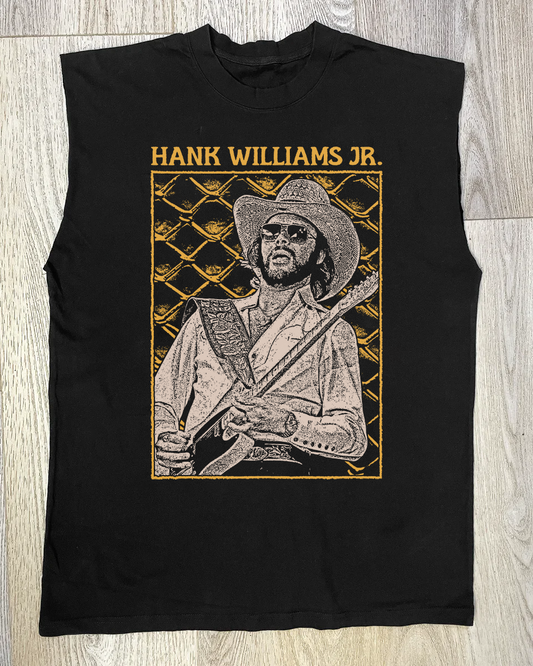 HANK JR. CUT-OFF VINTAGE BLACK SHIRT