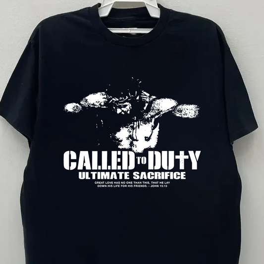 CALLED TO DUTY PARODY VINTAGE BLACK T-SHIRT
