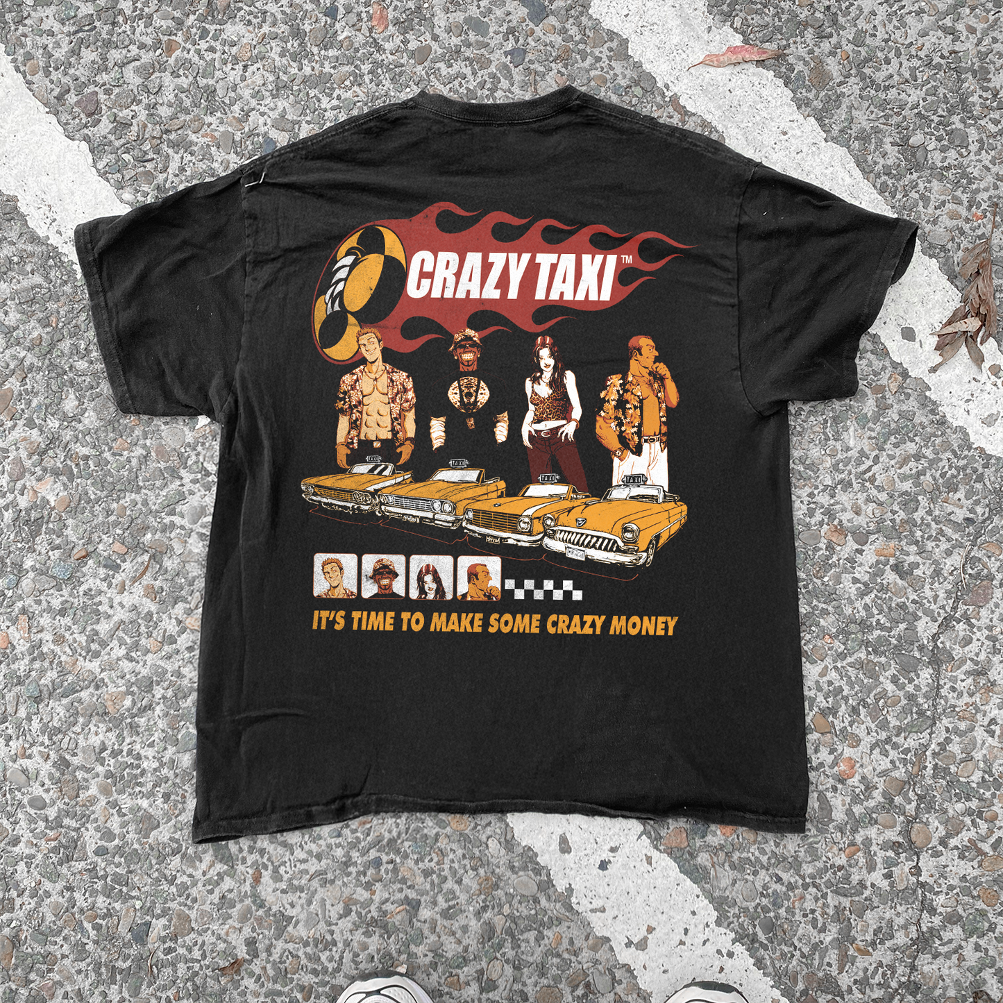 99 Crazy Taxi 'Lets Make Some Money' Dreamcast Vintage Washed Black Tee
