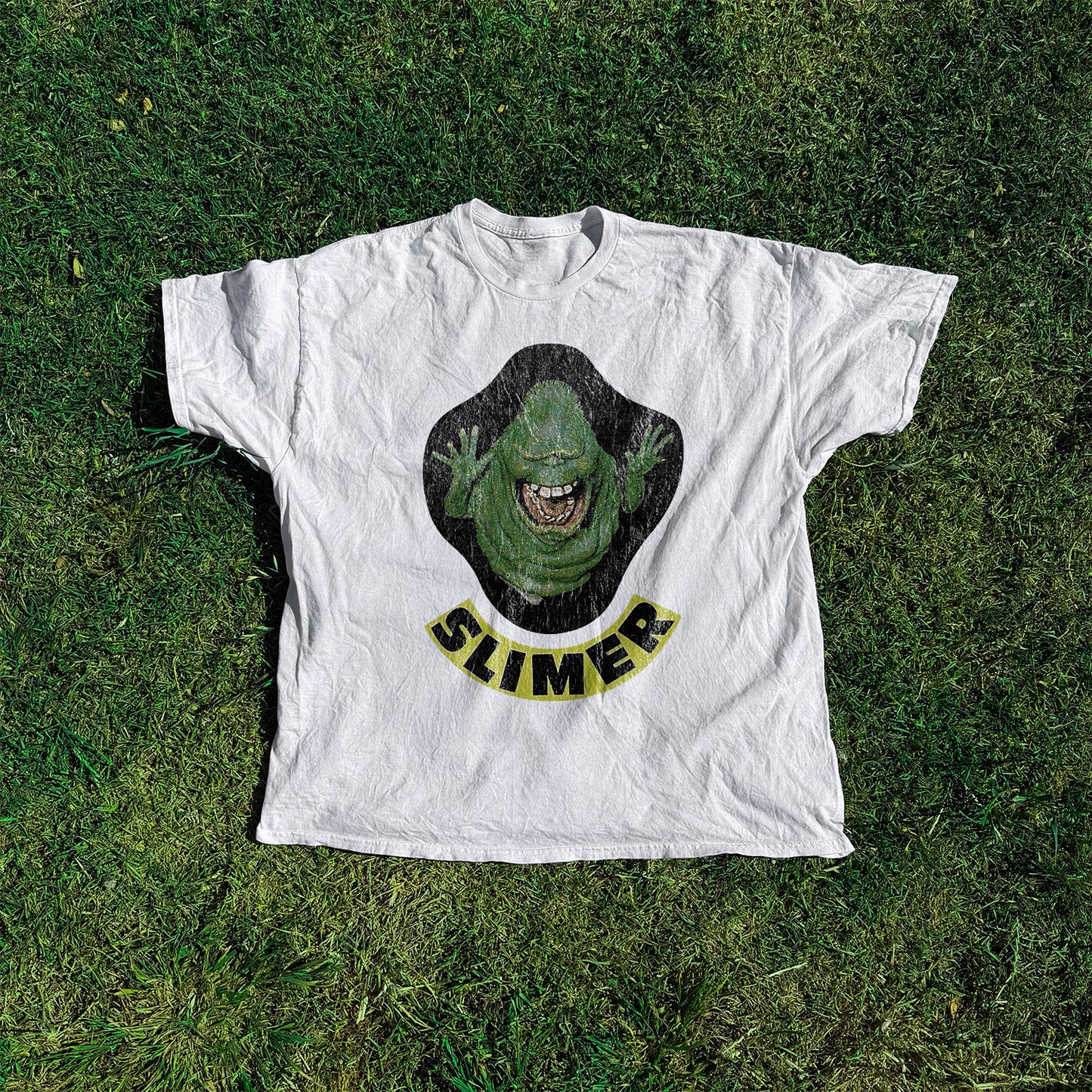 80S Ghostbusters 'Slimer' Promo Washed White Tee