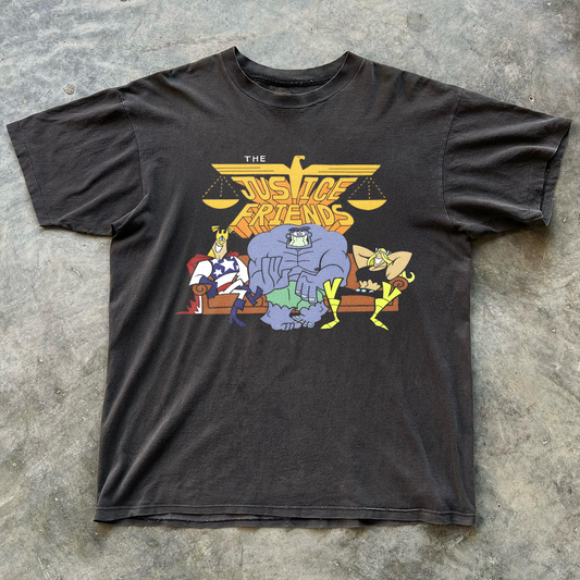 'THE JUSTICE FRIENDS' DEXTER CN BLACK VINTAGE WASHED TEE