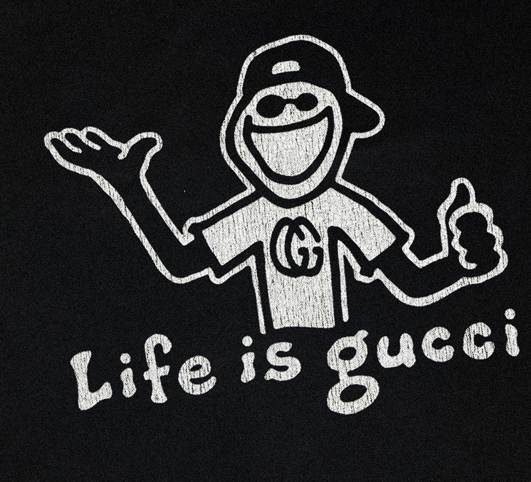 LIFE IS GUCCI VINTAGE  BLACK T-SHIRT