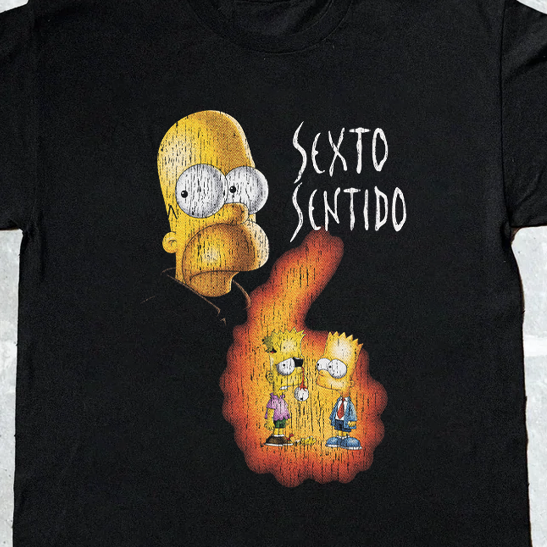Sexto Sentido Simpsons Six Sense Parody Black Tee
