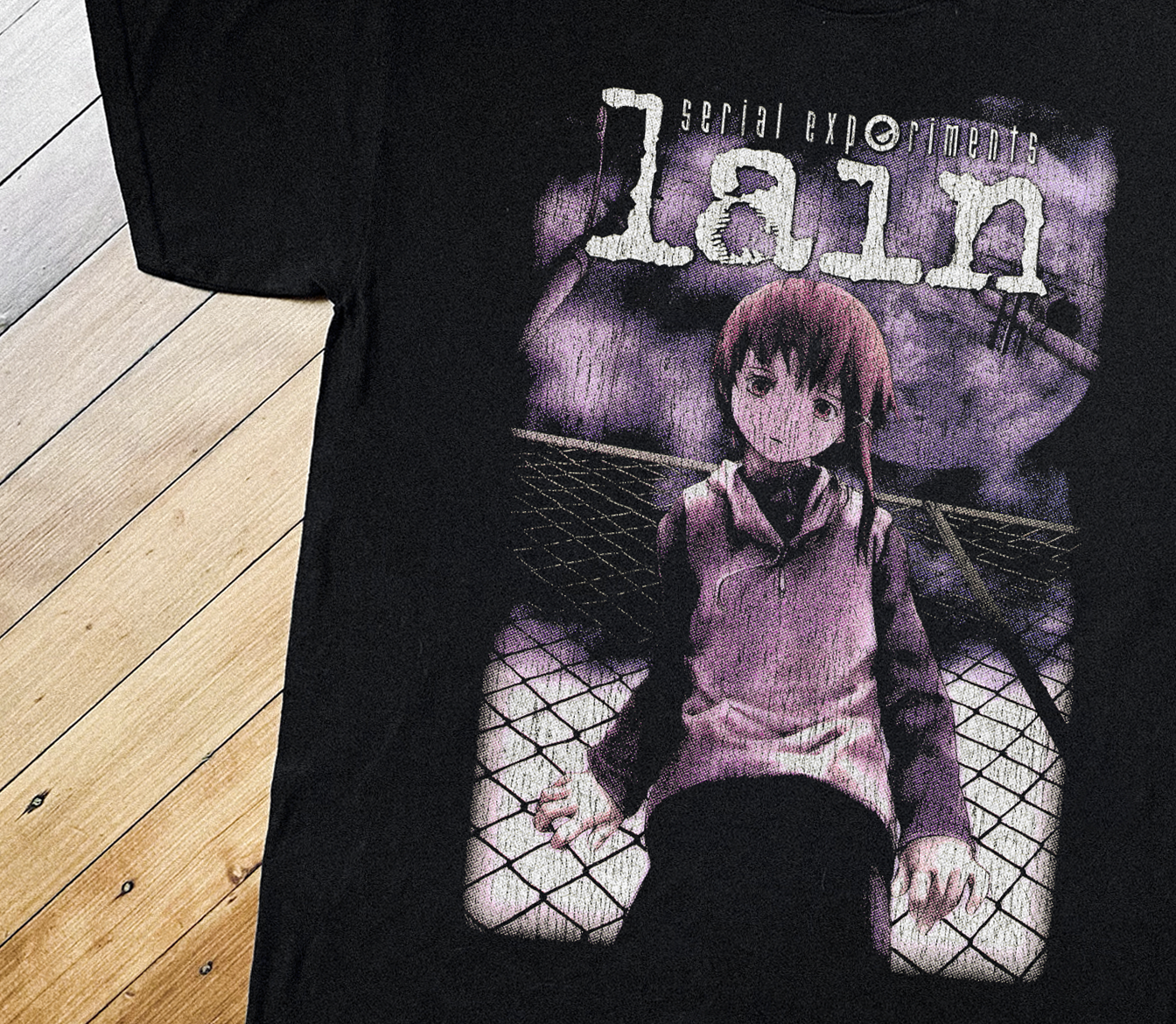 '98 SERIAL EXPERIMENTS LAIN BLACK T-SHIRT