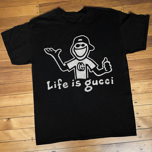 LIFE IS GUCCI VINTAGE  BLACK T-SHIRT