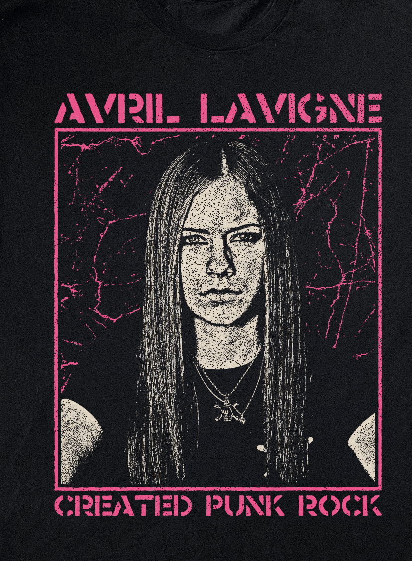 AVRIL LAVIGNE CREATED PUNK ROCK BLACK T-SHIRT