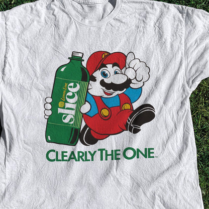 90s Mario Slice Washed White T-shirt