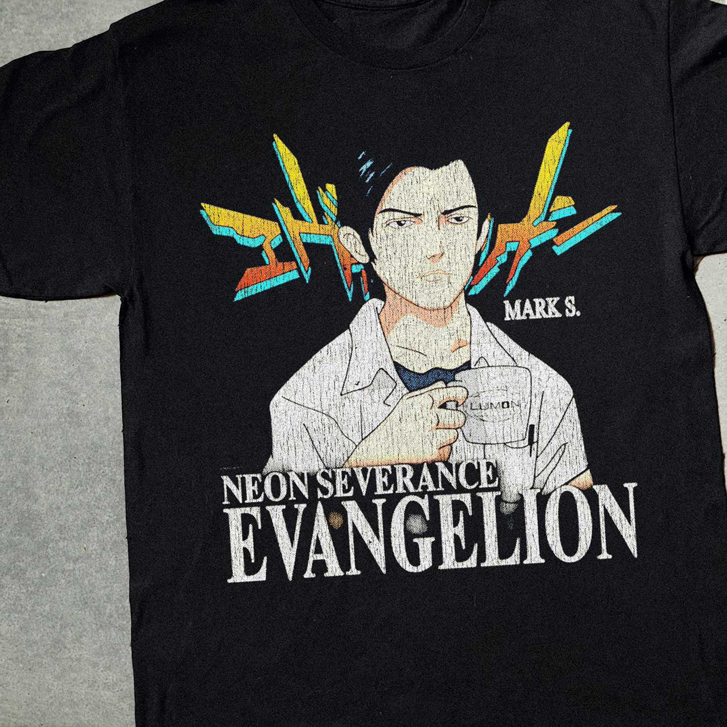 NEON SEVERANCE EVANGELION MASHUP BLACK T-SHIRT