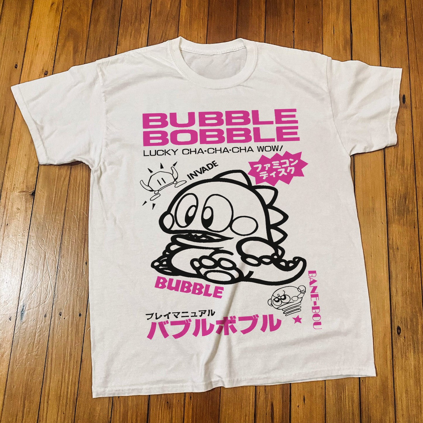 Japanese 'Bubble Bobble' 80s Vintage Washed White Tee