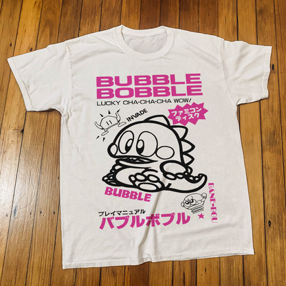 Japanese 'Bubble Bobble' 80s Vintage Washed White Tee