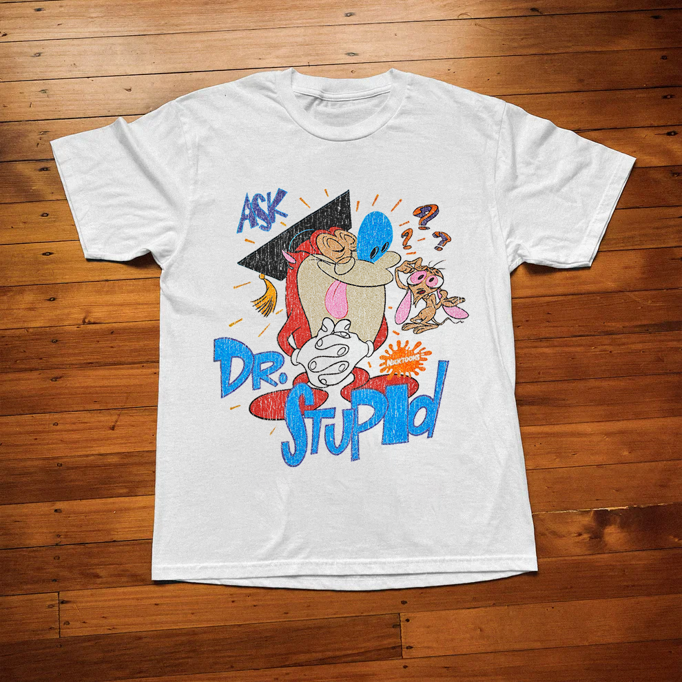 Ask Dr. Stupid Ren & Stimpy White Tee