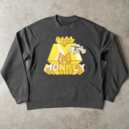 'DIAL M FOR MONKEY' CN BLACK CREWNECK
