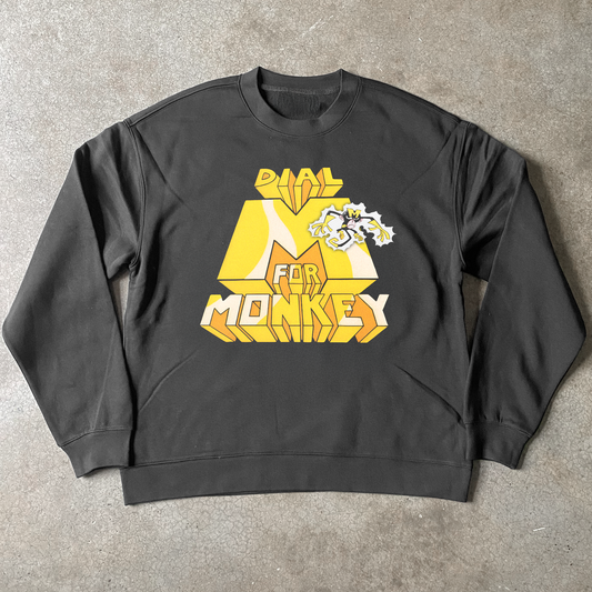 'DIAL M FOR MONKEY' CN BLACK CREWNECK